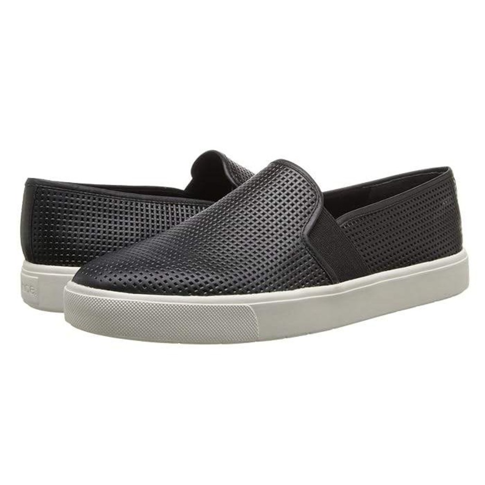 Vince Blair Black Leather Slip On Sneakers Shoes Women US 7 EUR 37 Minimalist